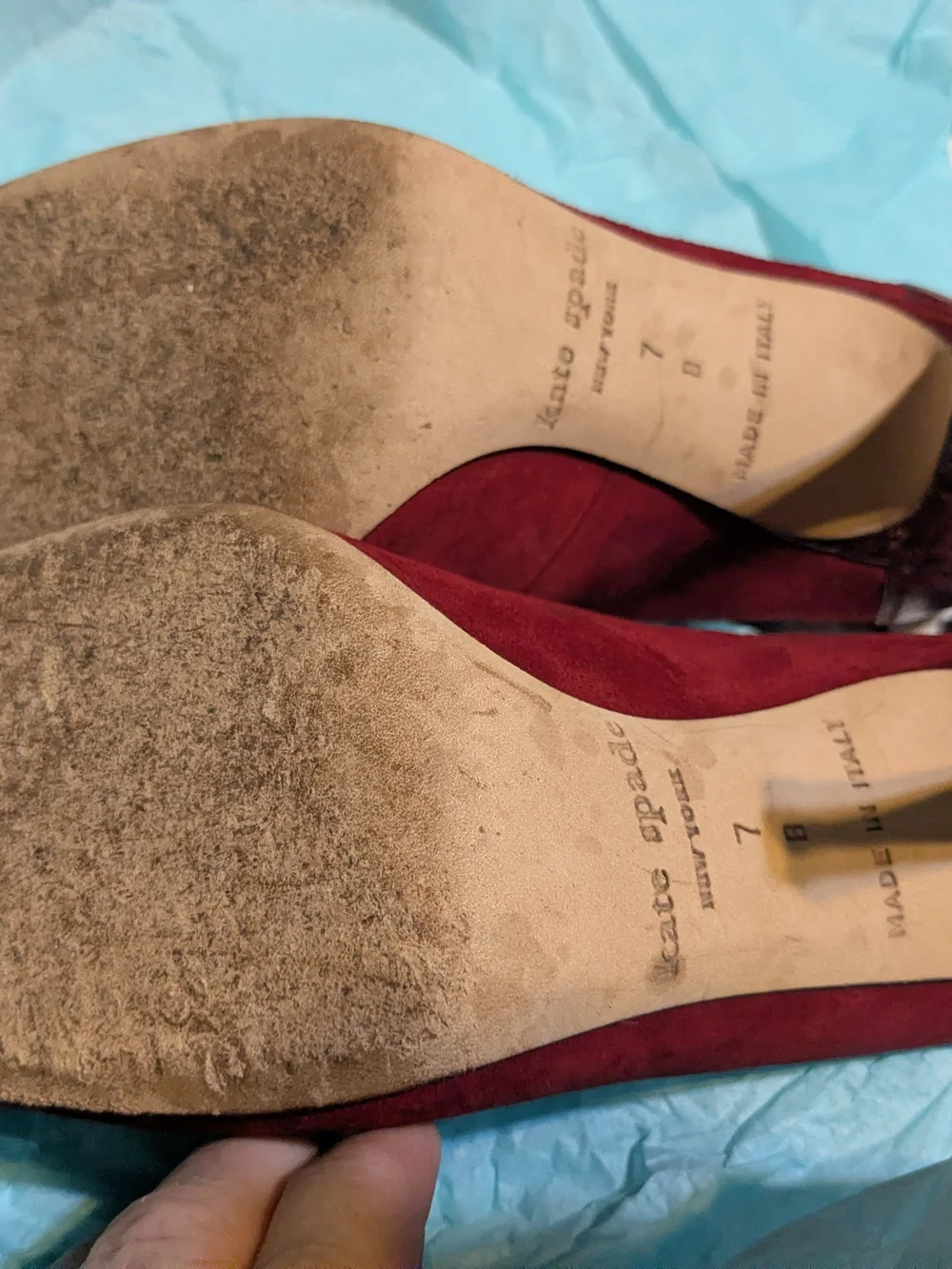 Kate Spade Dark Red Suede Faux Croc Lace-Up Heels 7B Spectator